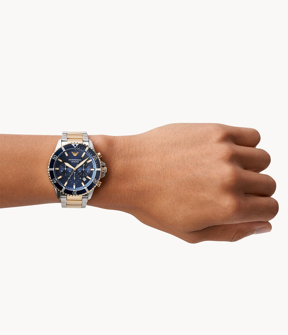 Emporio Armani 藍色錶面不銹鋼男裝手錶 (AR11362)