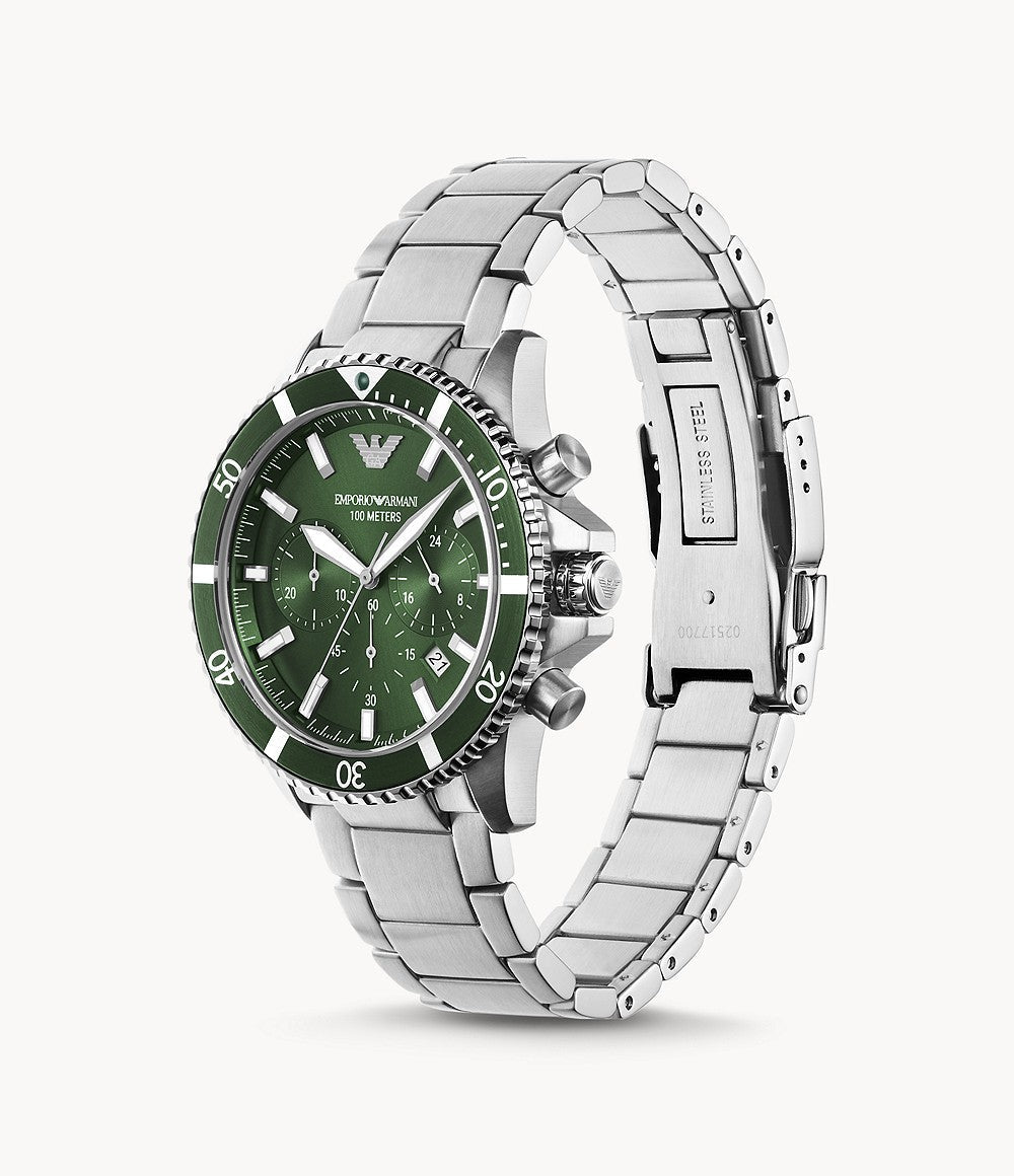 Emporio Armani 綠面三眼計時男錶AR11500