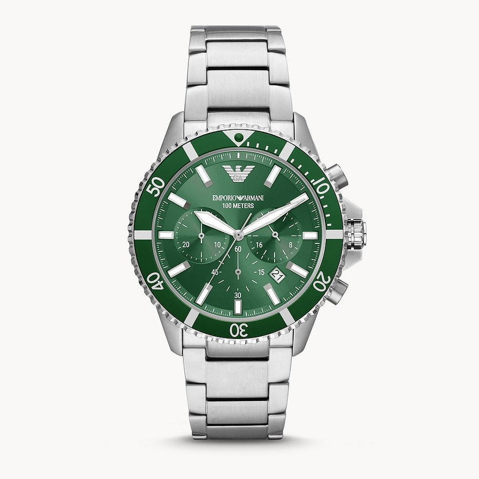 Emporio Armani 綠面三眼計時男錶AR11500